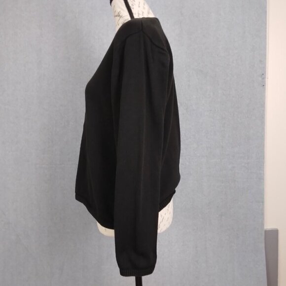 Talbots Petite | Black Knit Cardigan Sweater Classic Cotton Blend | Size LP - Picture 3 of 6